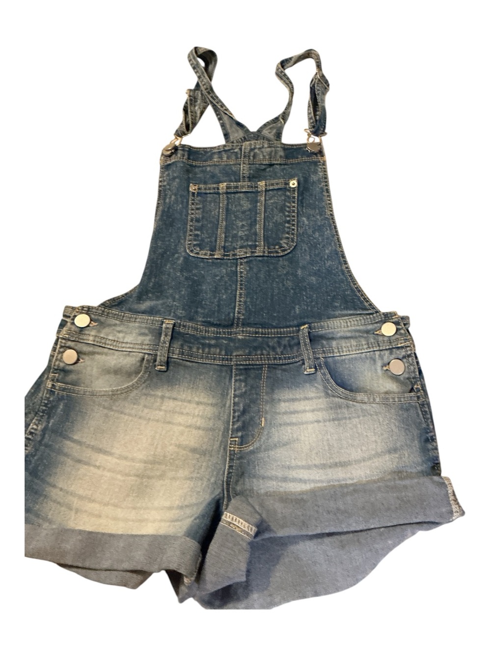 Denim Short Overalls - Blue Women's Shorts